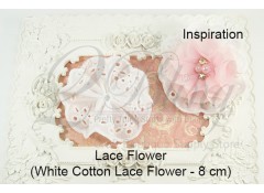 Cotton lace flower, White, 8cm, Pack of 3